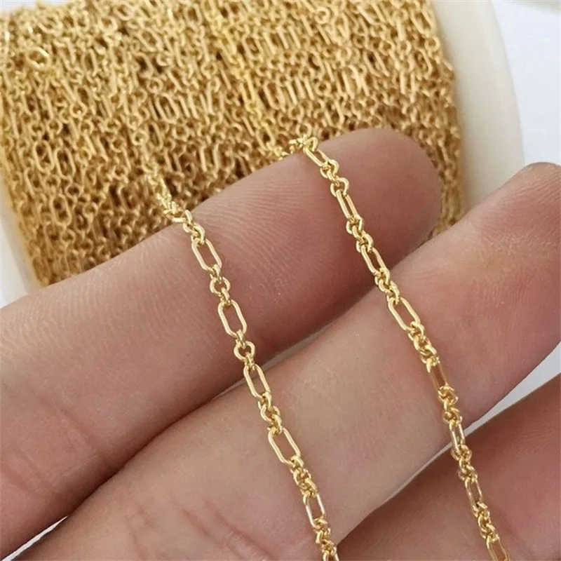 

No Fade No Rust Real 14K Gold Filled 3+1 Round Cable Rectangular Chain for Jewelry Making Bracelet Necklace Bulk Chains