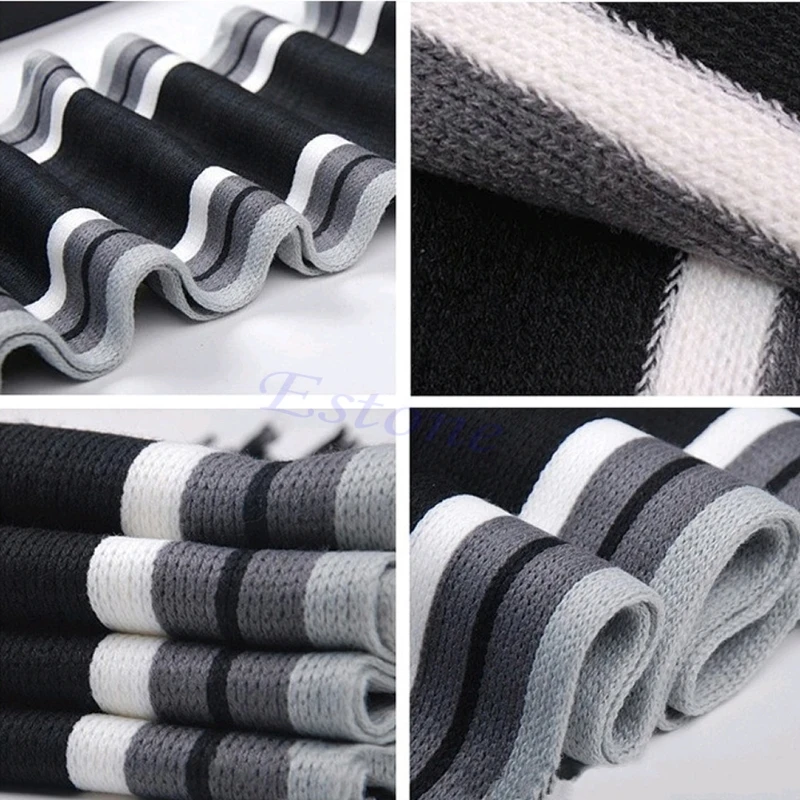 Men's Striped Cashmere Shawl Winter Warm Long Fringe Tassel Scarf winter accessories