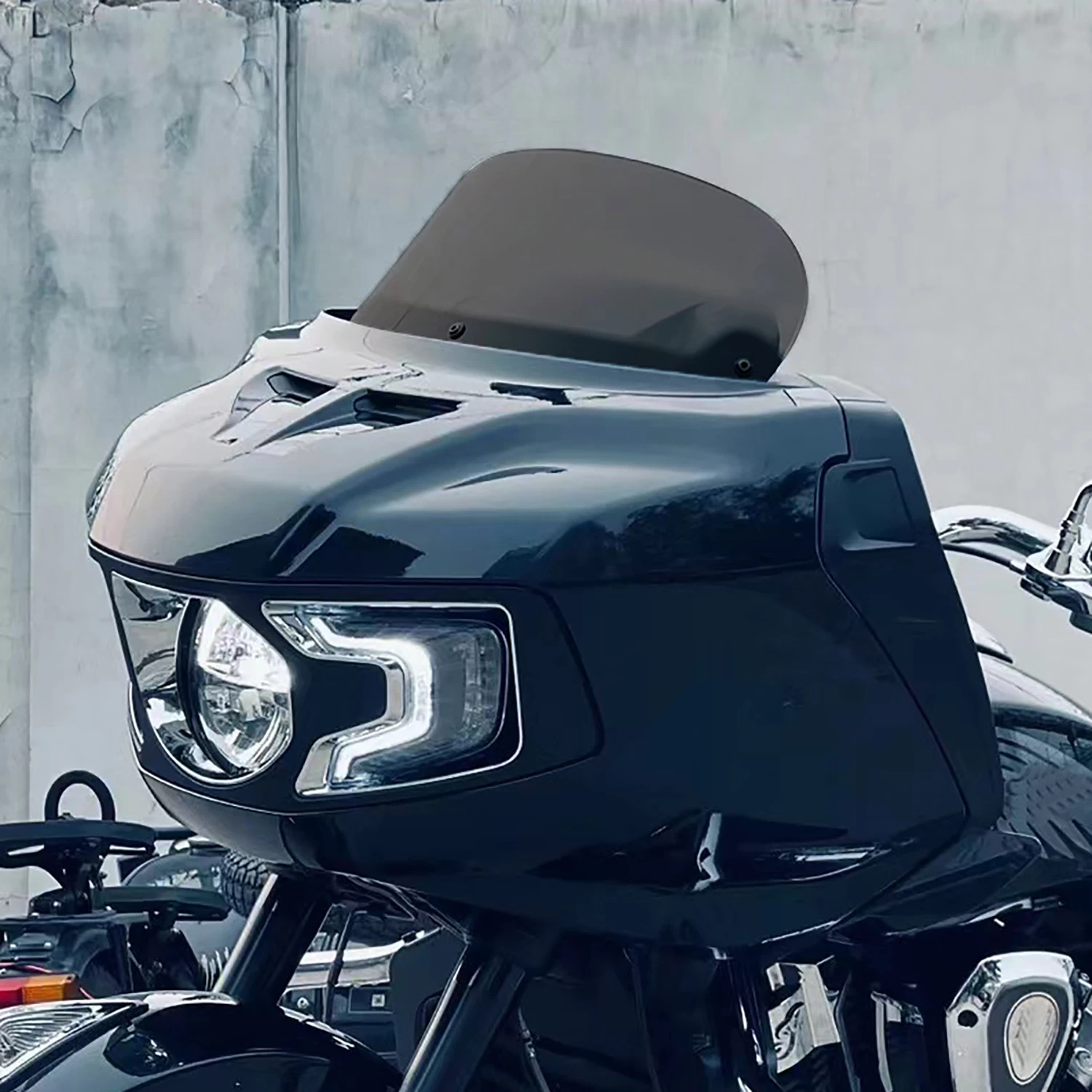 Moto Parabrezza Corto Spoiler Deflettore Parabrezza Per Indian Challenger 2020-2023 Grigio Temprato Antiappannamento Pc