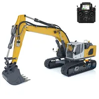 1/14 Five-Way Valve Hydraulic RC Excavator 945 Controlled Truck Panited Yellow Model Assembled Digger Metal Bucket Sound Light 1