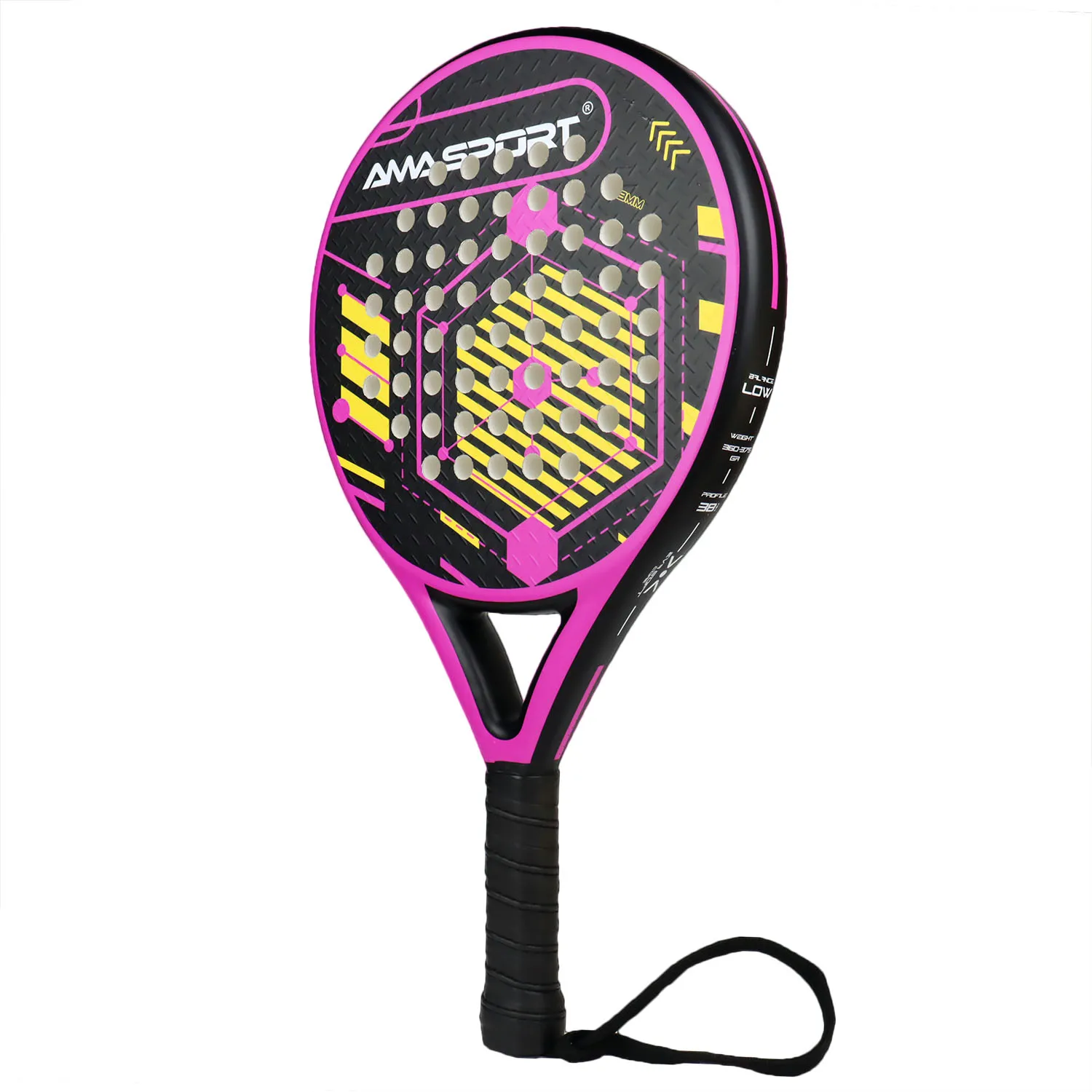 AMASPORT Padel Rackets Multiple Color Options Full Carbon Fiber Round Shape For Beginners With Soft EVA Padel Tennis Racquets