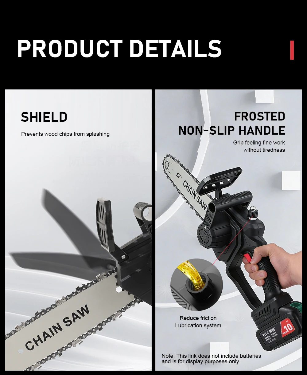 12 Inch Cordless Chainsaw Electric Chain Saw Portable Handheld Wood Cutting Saw