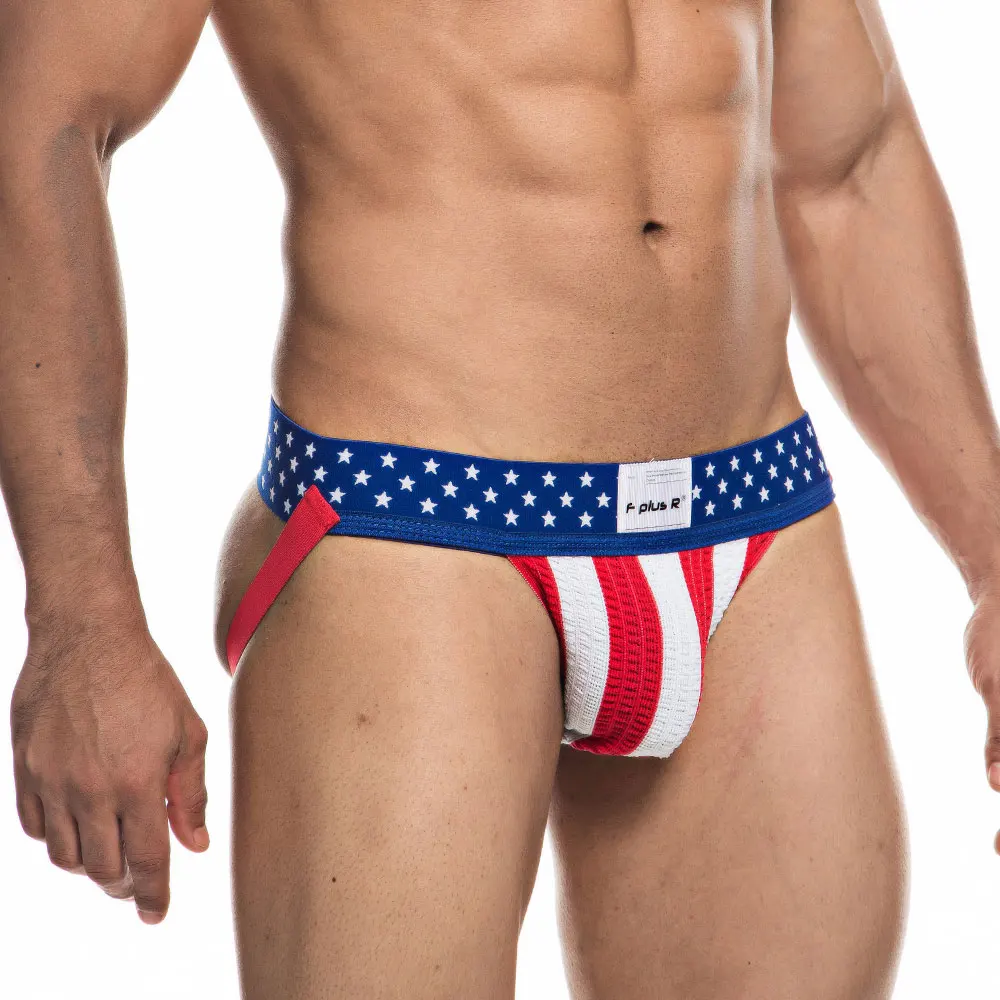 Gay Sexy Men Underwear Jockstraps Athletic Supporter Cotton Jock Strap Brief Striped Penis Pouch G-String Thongs Sissy Panties