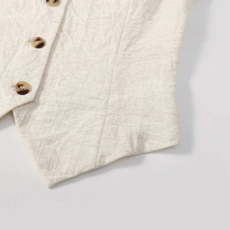 Spring and Autumn Fashion New Slim Women's Sleeveless V-neck Cardigan Vest Solid Color Retro Short Office Single Breasted Suit