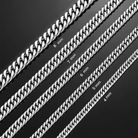 HIYEE 3mm/4mm/5mm/6mm/7mm/8mm Stainless Steel Cuban Link Chains Classic for Men Boy Curb Chunky Necklace Jewelry 14 to 28 Inches 2