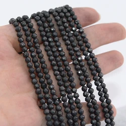 Genuine Natural Shungite Faceted Round Beads for Jewelry Making - 2mm to 4mm (Faceted Round 3.8mm)