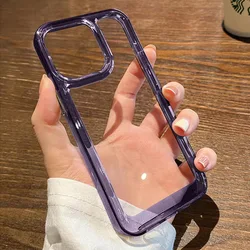 Transparent Shockproof Acrylic Phone Case with Silicone Bumper for iPhone 17 Pro (Purple)
