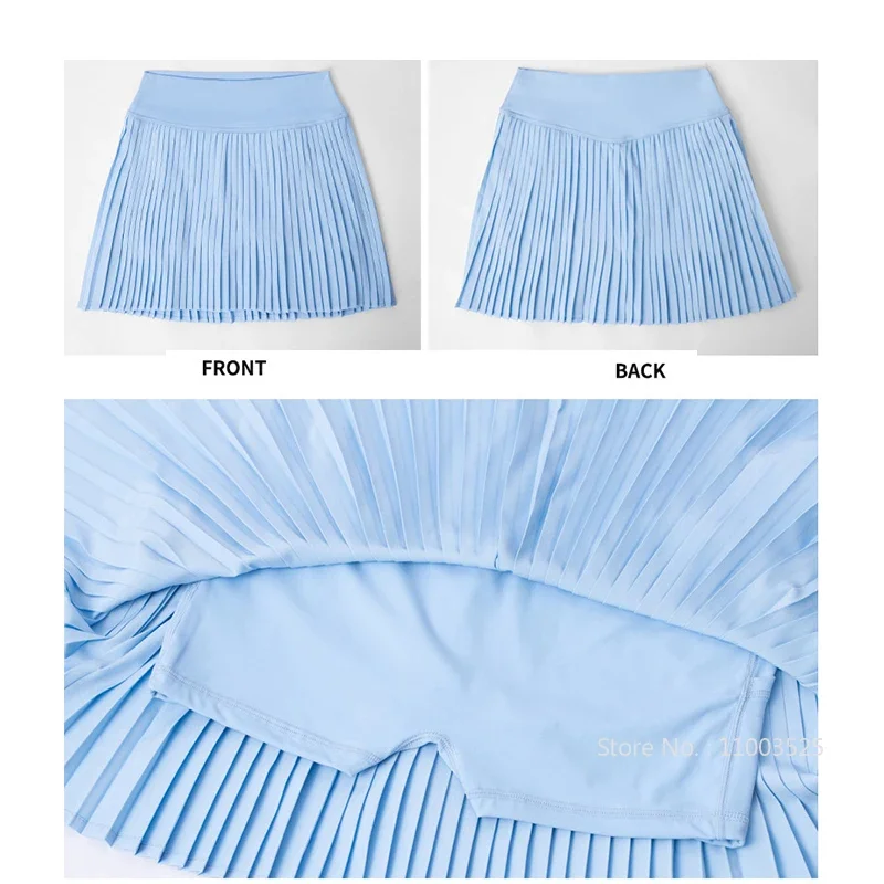 Women Athletic Tennis Running Skirt Plain Yoga Golf A-Lined Pleated Skirt with Pocket Girls High Waist Sports Skorts