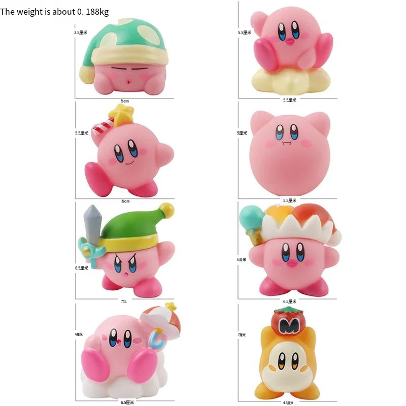 애니메이션 스타 커비 워들 디 두 킹 데데 PVC 액션 피규어 모델 장난감 인형, 카와이 소장 장식, 어린이 선물, 8 개/로트