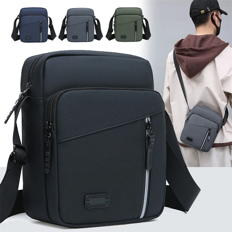 

2024 Male Bags Messenger Bags Polyester Cloth Small Square Shoulder Bag Multi-Pockets Crossbody Men's Casual Travel Satchel Bag
