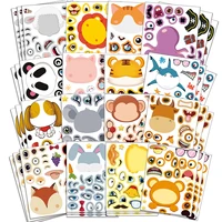 12Sheet/set Make a Face DIY Puzzle Stickers 4 Styles Available 12 Different Patterns Cute Animals Changing Stickers  Kids Toys 1