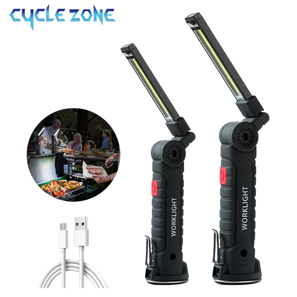 

Portable Fold LED Flashlight USB Rechargeable Torch Waterproof Camping Light Magnetic Night Emergency Work Light with Pen Clip