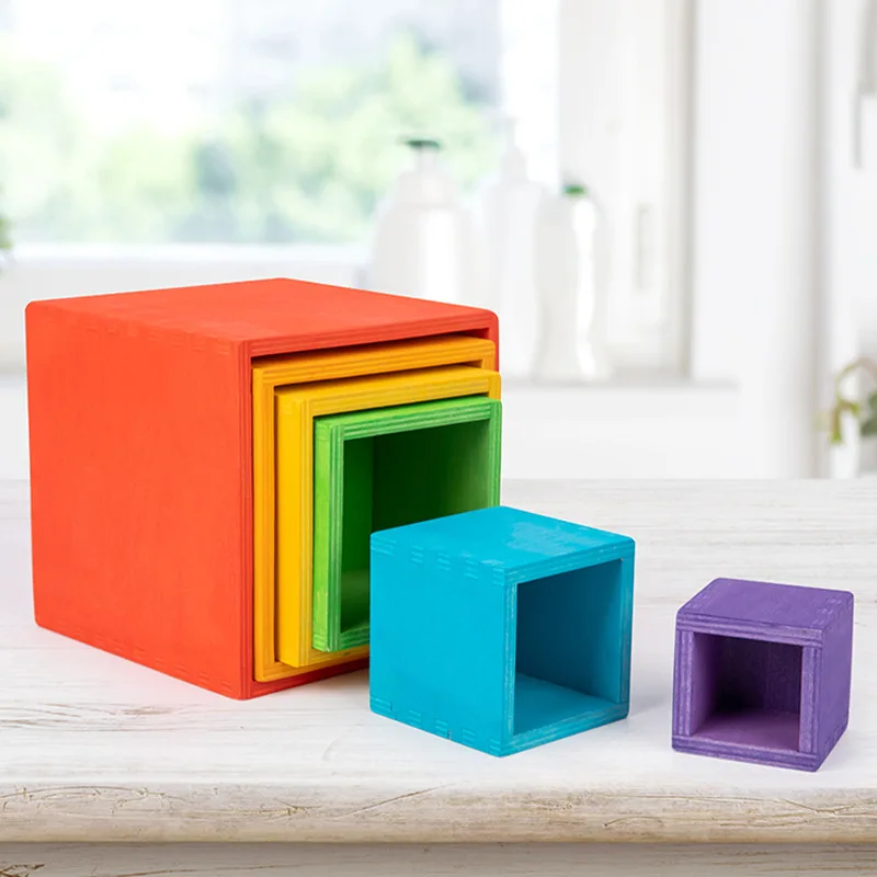 

XOIHATOY Wooden stacked bowls, cups, boxes, cups, fun stacked fun family puzzle toys