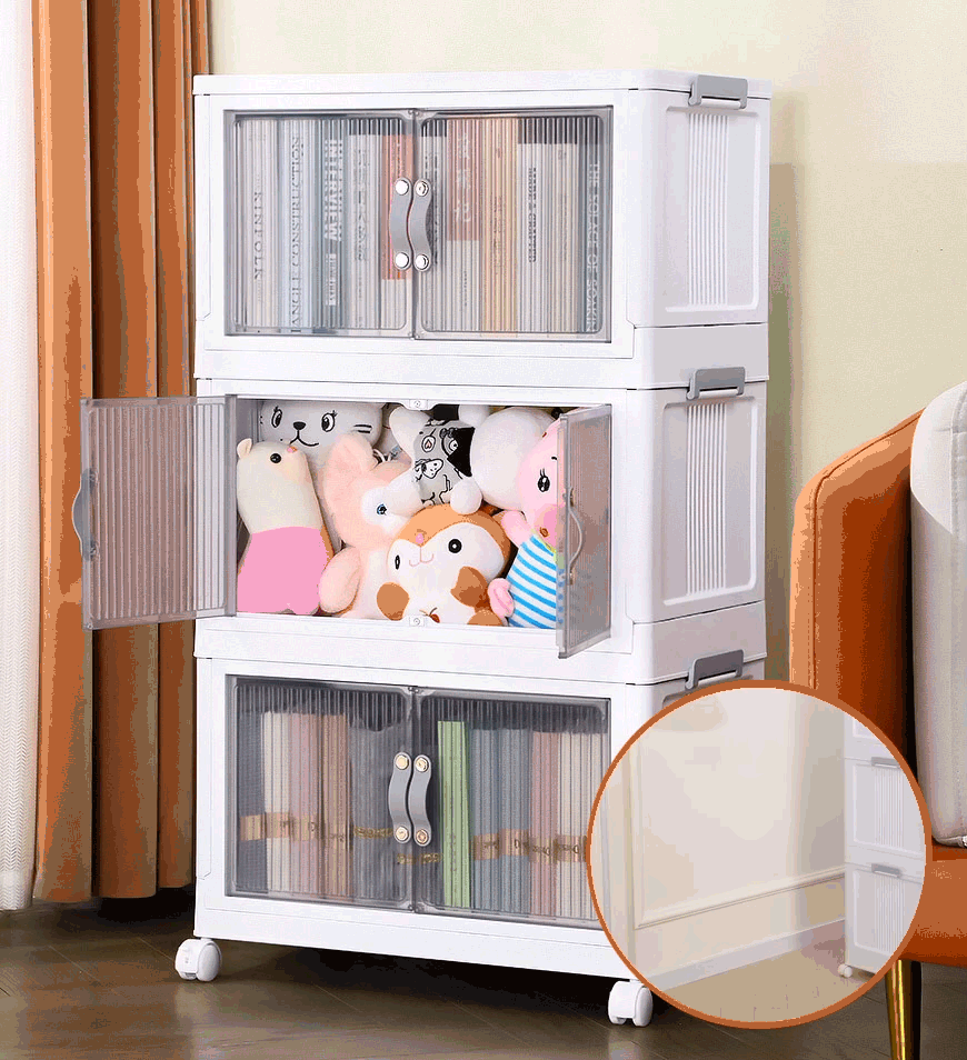 Grande Capacidade Única Porta Aberta Dobrável Caixa De Armazenamento com  Tampa, Armários De Quarto Empilháveis, Caixa De Diversos Domésticos, Rodas  - AliExpress