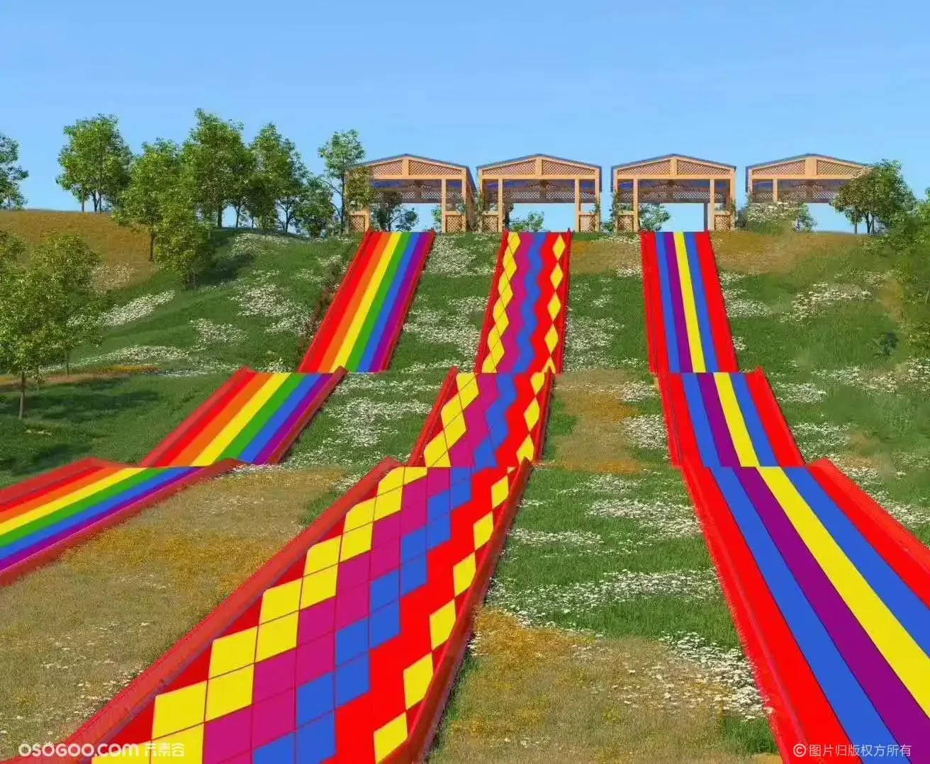 

2022 NEW Rainbow dry snow slide for amusement park