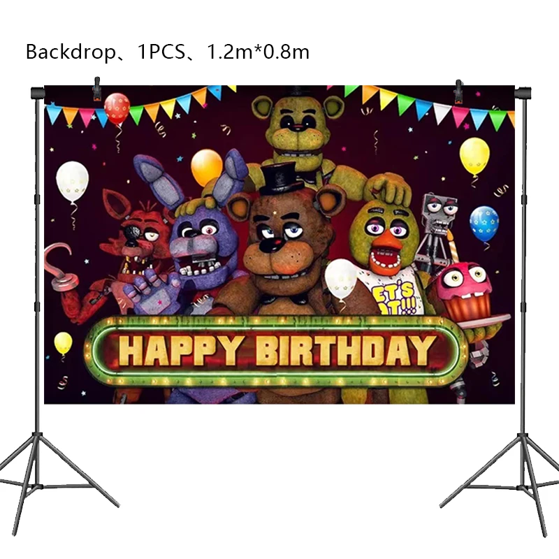 Five Nights at Freddy's Birthday Party Decoration Set - Themed Balloons, Tableware, and Banner