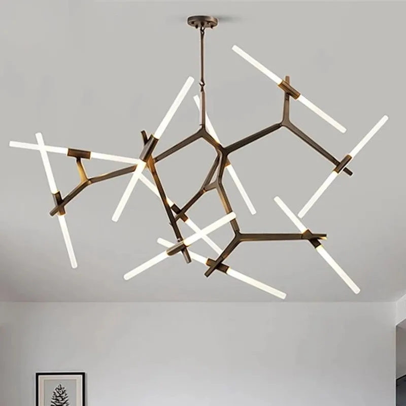 

Черно-золотые подвесные светильники в елочку с регулировкой яркости, Подвесная лампа для гостиной, столовой, отеля, ресторана, спальни