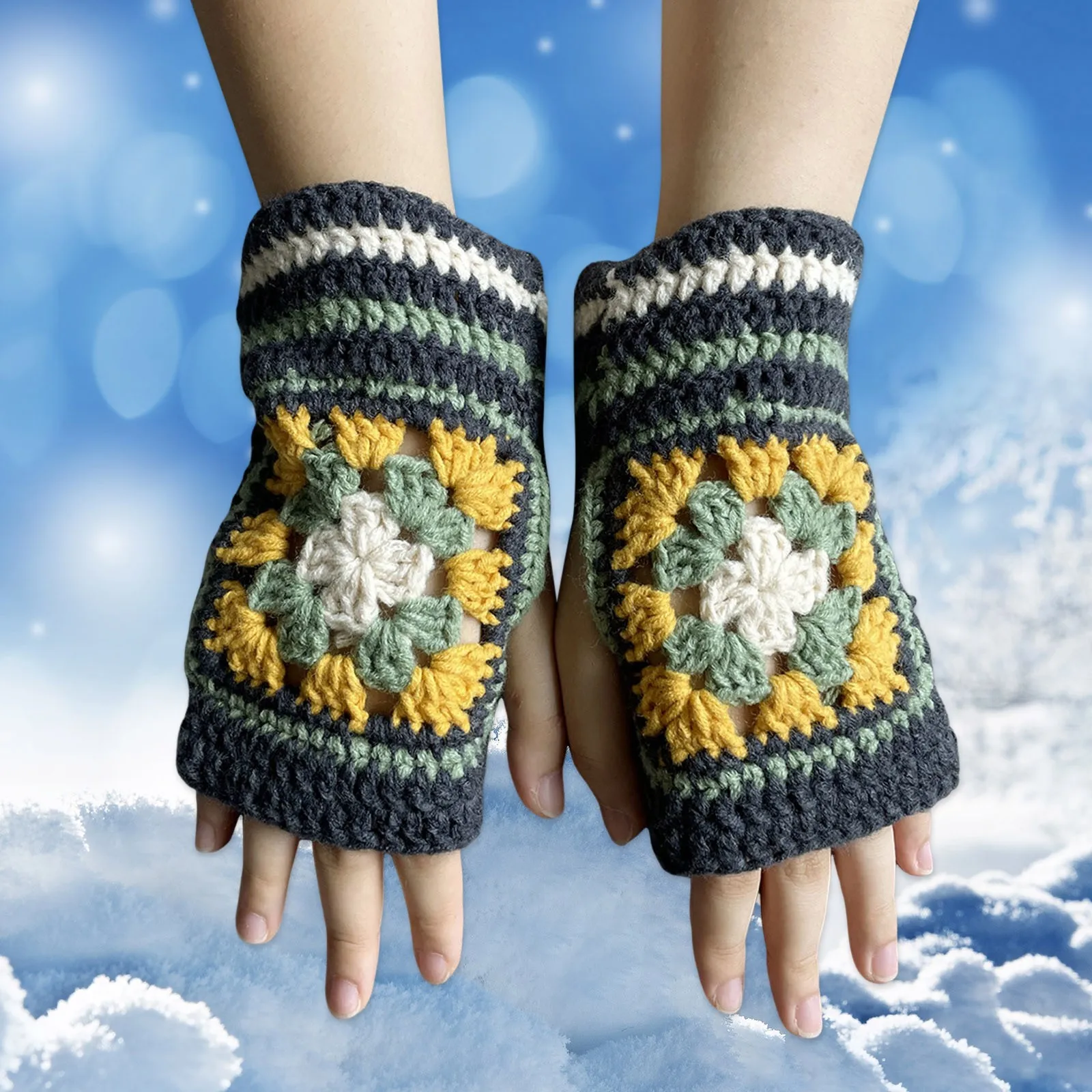 

Новые повседневные милые вязаные перчатки ручной работы, женские осенне-зимние рукавицы, рукавицы с вышивкой на полпальца, уличные теплые женские перчатки