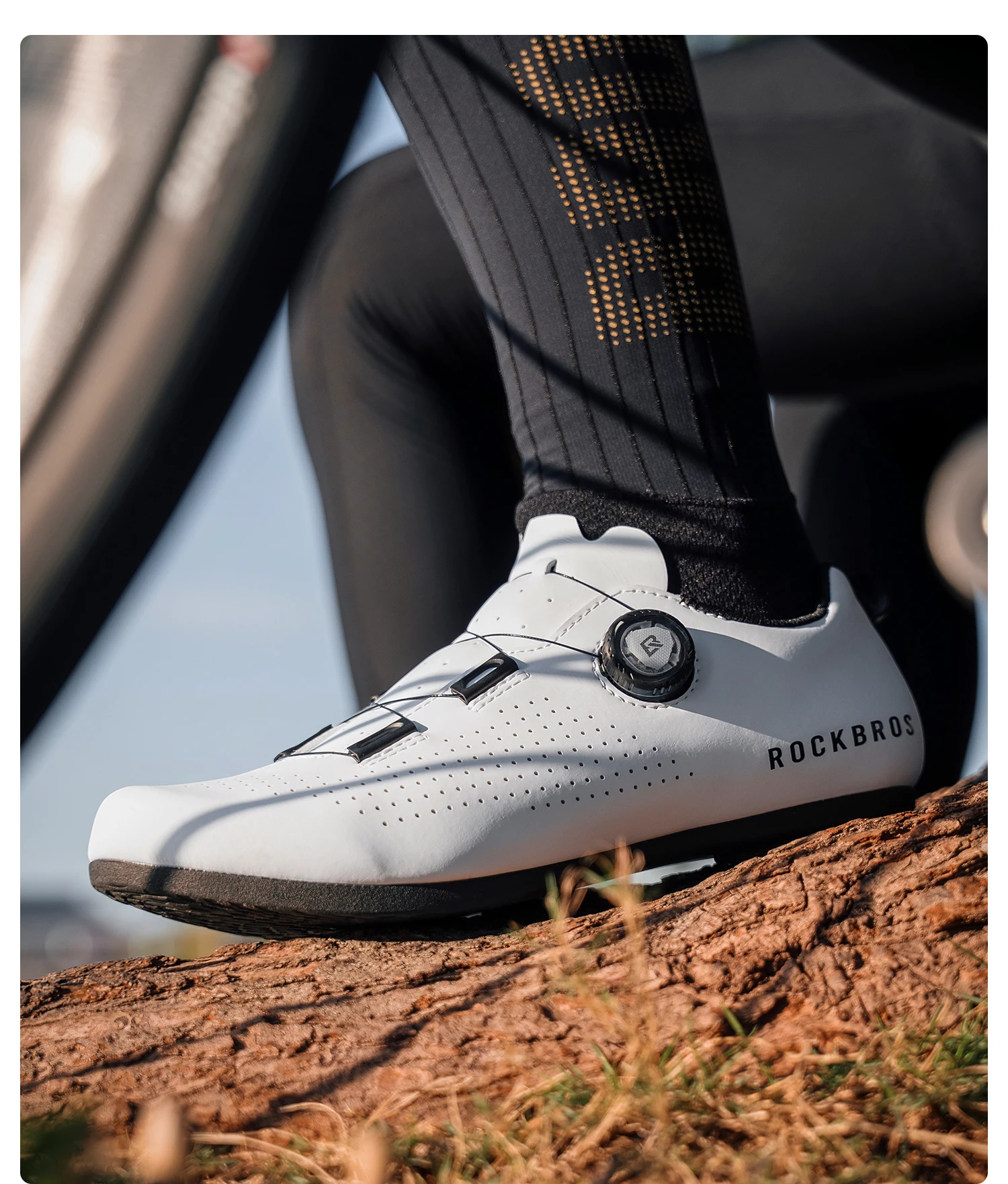 ROCKBROS Professionelle Radsportschuhe Leichte Atmungsaktive Nicht-Assistierende Radsportschuhe Praktische ETIE-Knopfverschluss-Sneaker – Detail 14