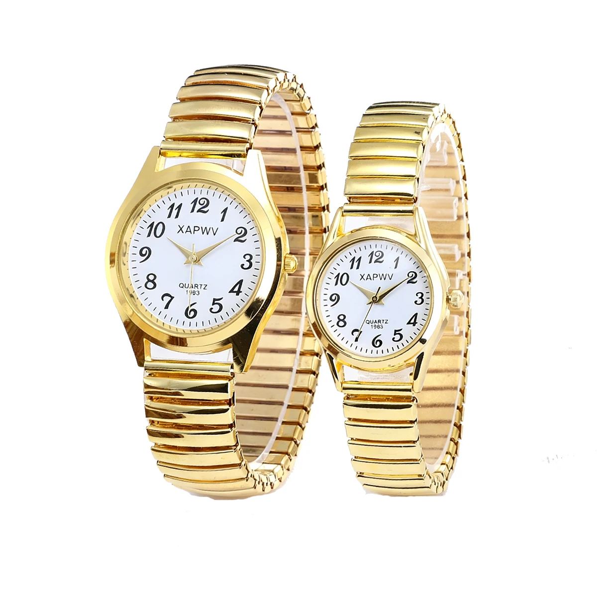 Chic Unisex Quartz Watches Set with Arabic Numerals and Stylish Elastic Straps
