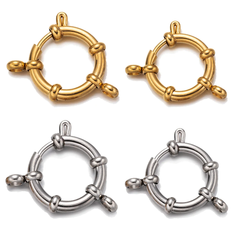 4 Stück Edelstahl-Ringfederverschlüsse, glatte Oberfläche, Verbindungsverschlüsse, Erkenntnisse für DIY-Halsketten, Armbänder, Schmuckherstellung