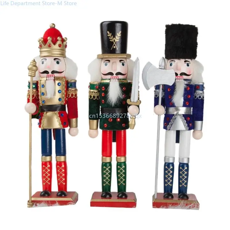 

12 Inch Wooden Nutcracker Soldier Christmas Decor for Shelves Tables New Year