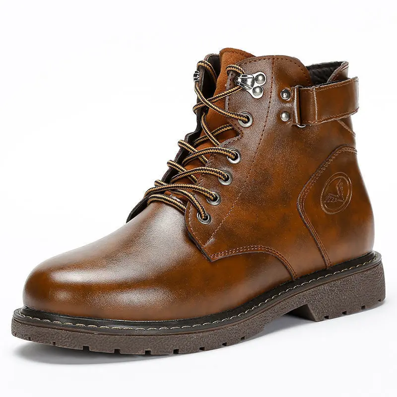 Autumn & Winter Men's Chelsea Boots Fashion Leather Shoes Zipper Casual Large Size 38-46