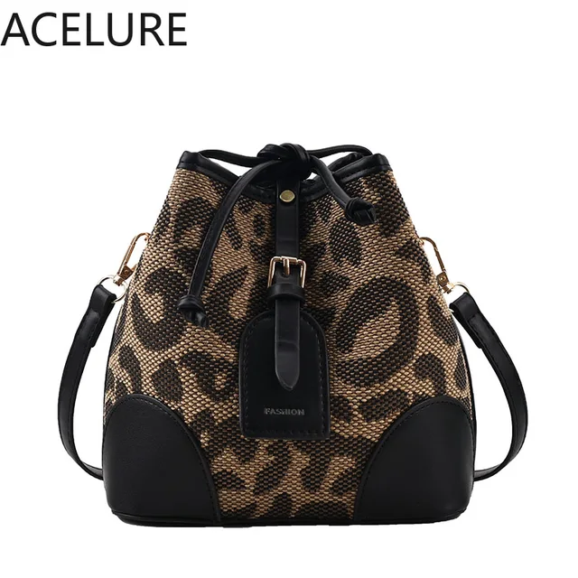 BS ACELURE High Quality Leopard Bucket Bags Ladies Autumn and Winter Small Bag New All-match Designer Crossbody Bag Women Bucket 1