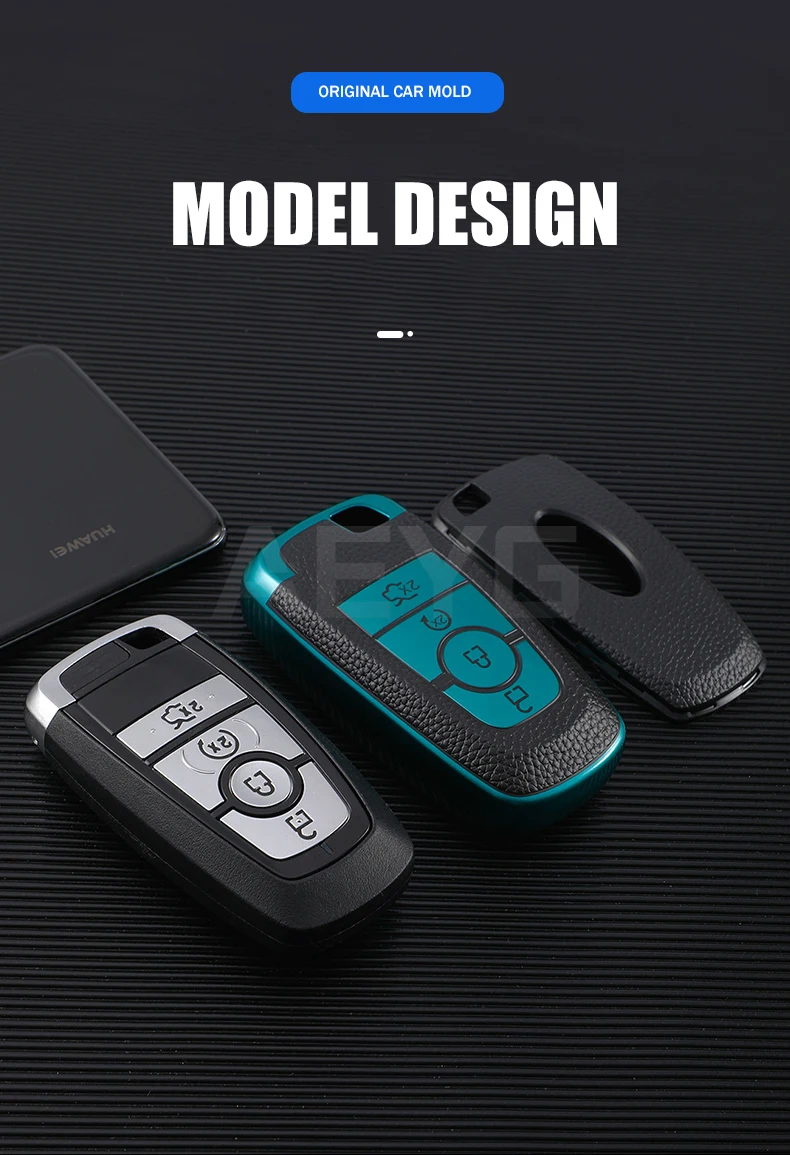 TPU Leather Car Key Case Cover Shell For Ford F-150 F-250 F-350 2018 2017 Fusion Mustang Explorer Key Holder Auto Accessories - Se5cabffaf4a745f699ac7ec501d82154M