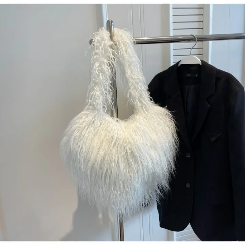 Winter Plush Shoulder Bag NEW Sweet Spice Girl Large Capacity Personality Trend High-grade Sense Shopping Square Satchel Bags