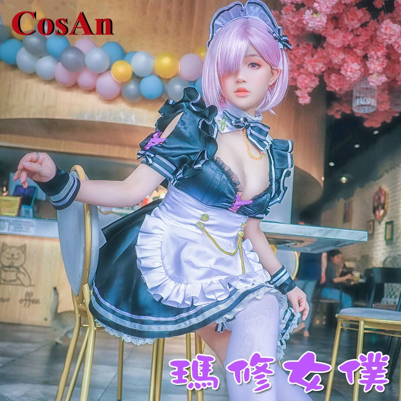 

CosAn Game Fate Grand Order Mash Kyrielight Cosplay Costume Sweet Lovely Maid Dress Female Activity Party Role Play Clothing