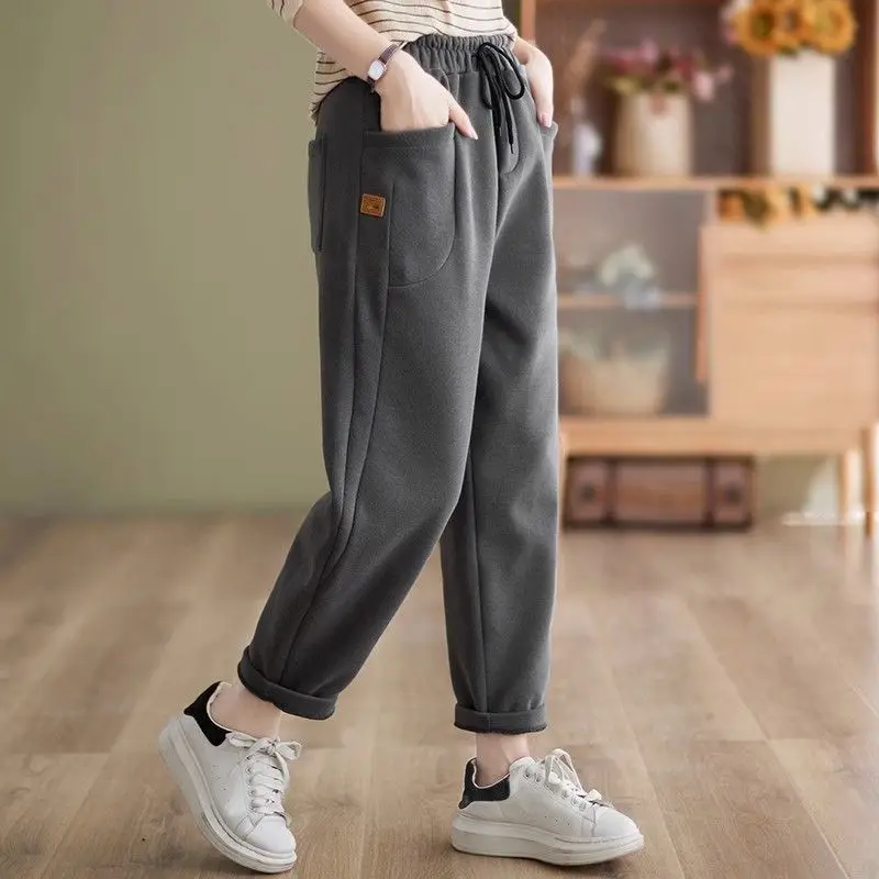 

Women's Autumn Winter Fashion Elegant High Waist Solid Color Pocket Casual Versatile Western Commuting Comfortable Youth Pants