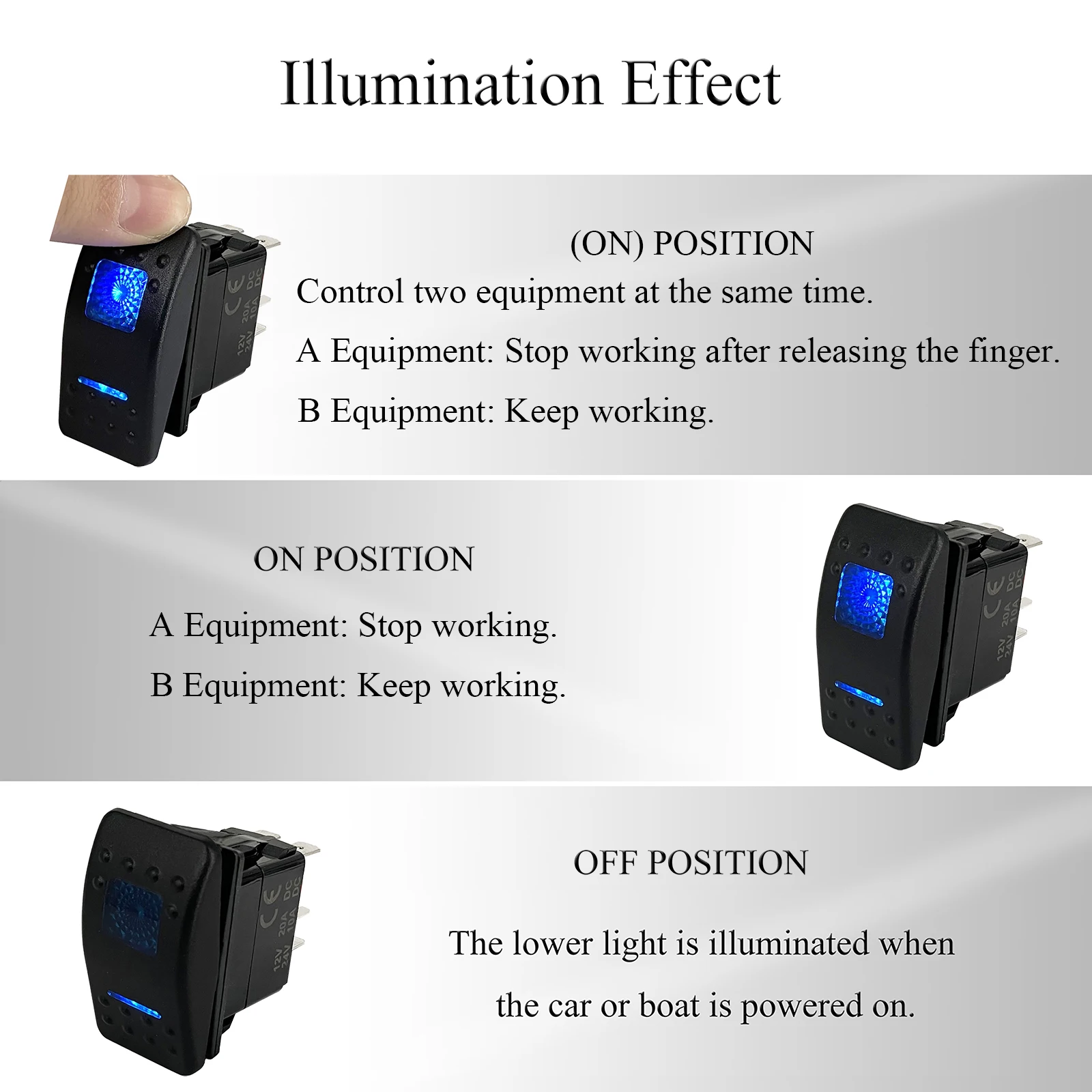 Interruttore a pulsante a LED, auto 12V 2A 12mm LED Light Momentary Interruttore a pulsante On/Off Interruttore a pulsante fermo(Blue