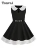Tonval Peter Pan Collar Keyhole Front Sleeveless Summer Princess Dress for Girls 2023 New In Baby Kids Vintage Dresses 4