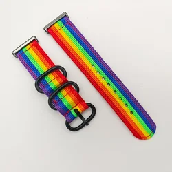 Nylon Strap Sport Bracelet - Soft Band Watch Accessories for huawei fit (Rainbow)