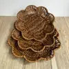 Hand-Woven Breakfast Bread Tray Food Plate Serving Display Basket Rattan Storage Tray Fruit Vegetable Cake Wicker Basket 1