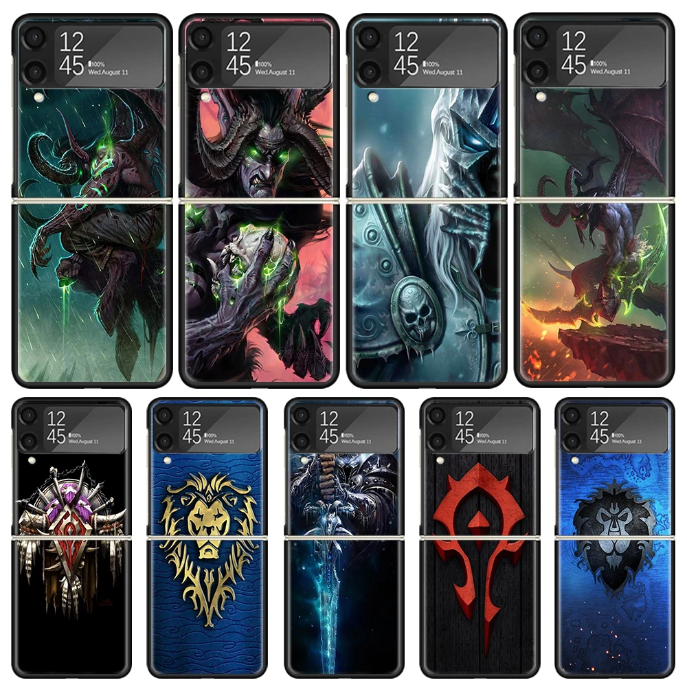 W-World Of W-Warcraft W-Wow Custodia Per Telefono Per Samsung Galaxy Z Flip3 5G Flip4 Flip5 Cover Rigida Nera Z Flip 5 4 3 Pc Shell Zflip3 C