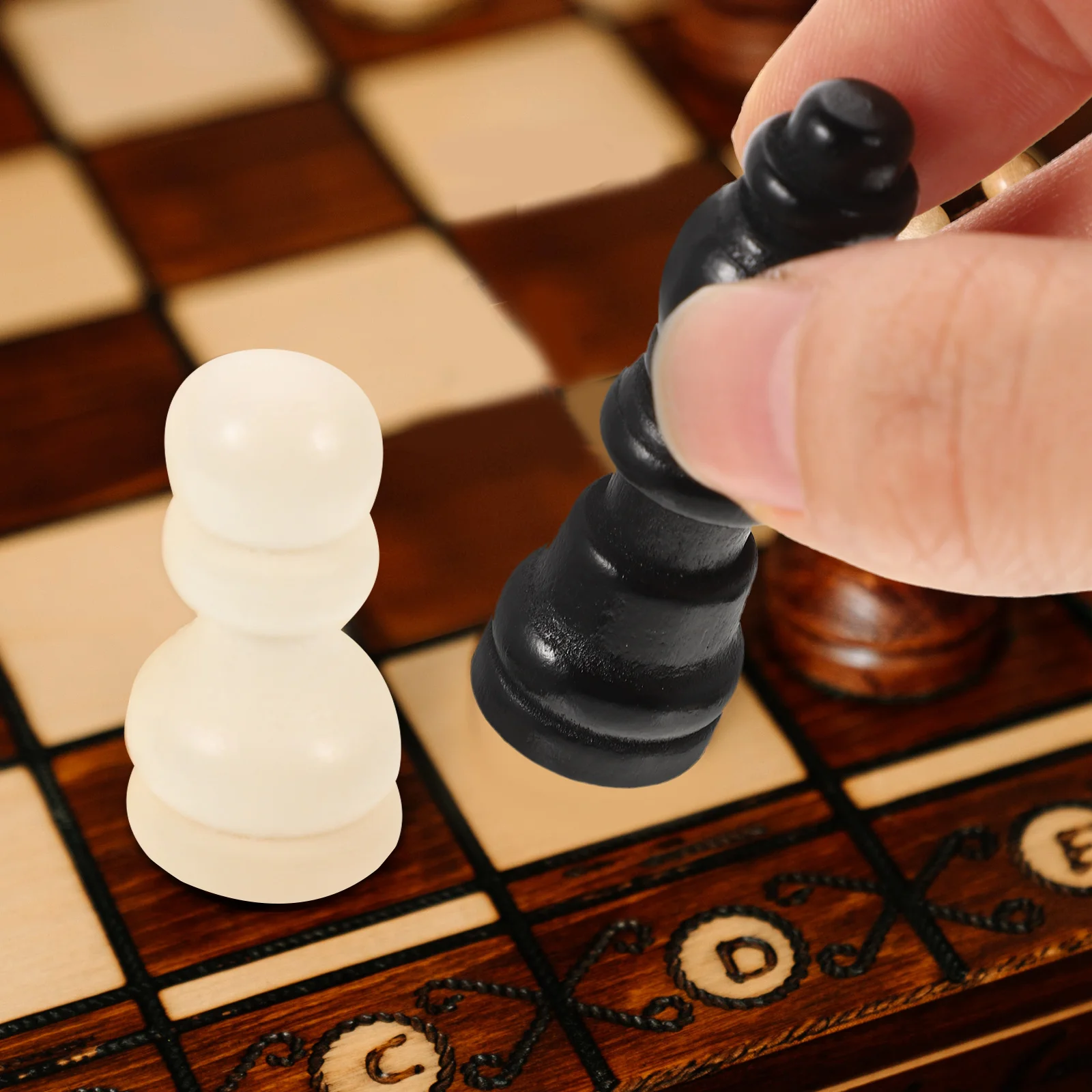 Mini Wooden Chess Pieces International Chess Game Chessboard Accessories Replacement Pieces Board Game Parts Games