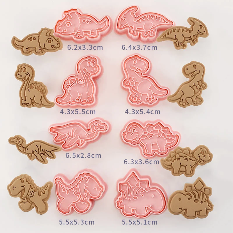 8pcs Set Animal Cookie Cutters Dinosaur Type Stamp for Biscuit Pastry cookie cutters cookie mold