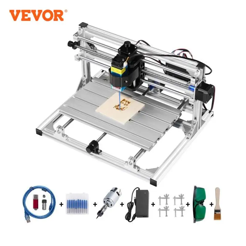 VEVOR CNC 3018 Router Kit GRBL Control 3 Axis Milling Engraving Machine 500mW Laser Head For Plastic Acrylic PVC Wood Carving Laser Engraving Machine Wood Router Machine CNC Engraving Machine Parts Wood Carving Tools