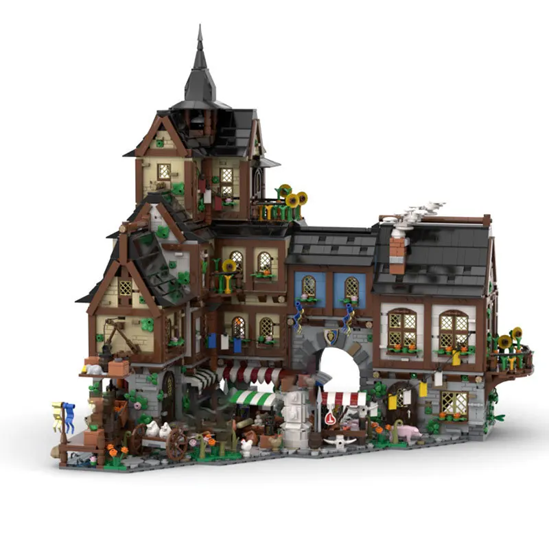 

MOC-134085 Middle Ages Town Center Architecture Castle Toy Gift Decoration