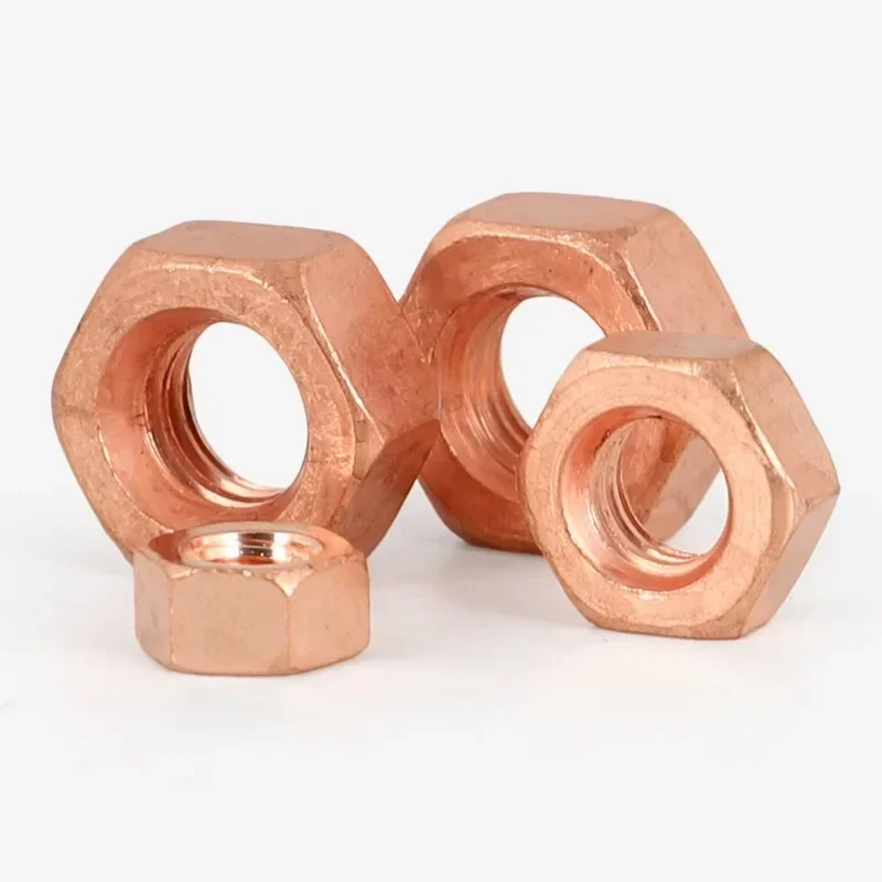 T2 Copper Hexagon Nut Conductive Conduction Nut Washer Locking Screw Cap Bolt M3 M4 M5 M6 M8 M10 M12 M16 hexagon nuts locking nuts