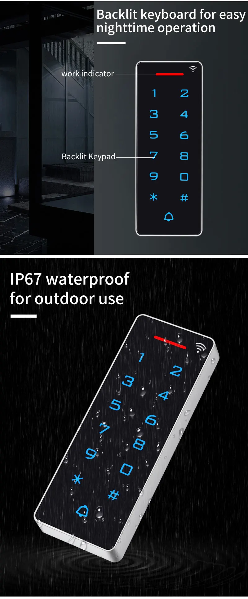 WIFI Tuya Smart App Door Access Control Keypad Standalone ID&IC RFID Access Cont