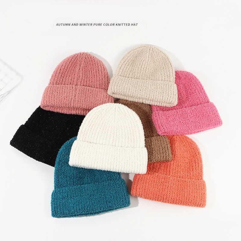 

Winter Sequins Knitted Cap Men Women Unisex Thickened Warm Solid Colour Knitted Cap Cold Cap Fashion Versatile Hat Free Shipping