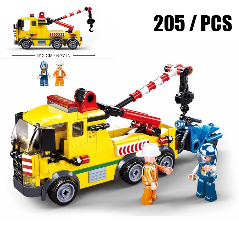 Construction Blocks Racing Car Building Blocks Building Blocks Car Building Blocks SLUBAN City Maintenance Transporter Tanker Truck Trailer Crane Car MOC Figures Building Blocks Bricks Classic Model Toys For Kid