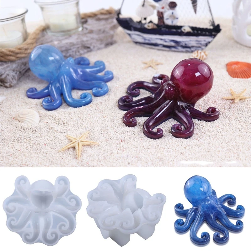 

DIY 3D Octopus Crystal Epoxy Resin Mold Handmade Ocean Animal Display Ornament Silicone Mould Halloween Hanging Wall Pendants