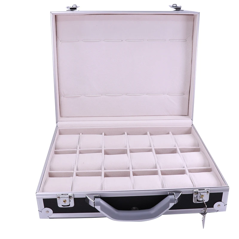 18 Slot Watch Suitcase Box Velvet Case Portable Watch Seller Case