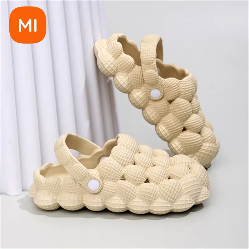 

Xiaom Summer Slides For Women Outdoor Close Toe Slippers Bubble Massage Litchi Sandals Brand Fashion Designer Sandals Men Clogs