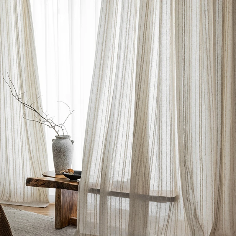 Curtain for Living Room Retro Pastoral Minimalism Home Decoration Romantic Bedroom Balcony Translucent Window Screening Cortinas