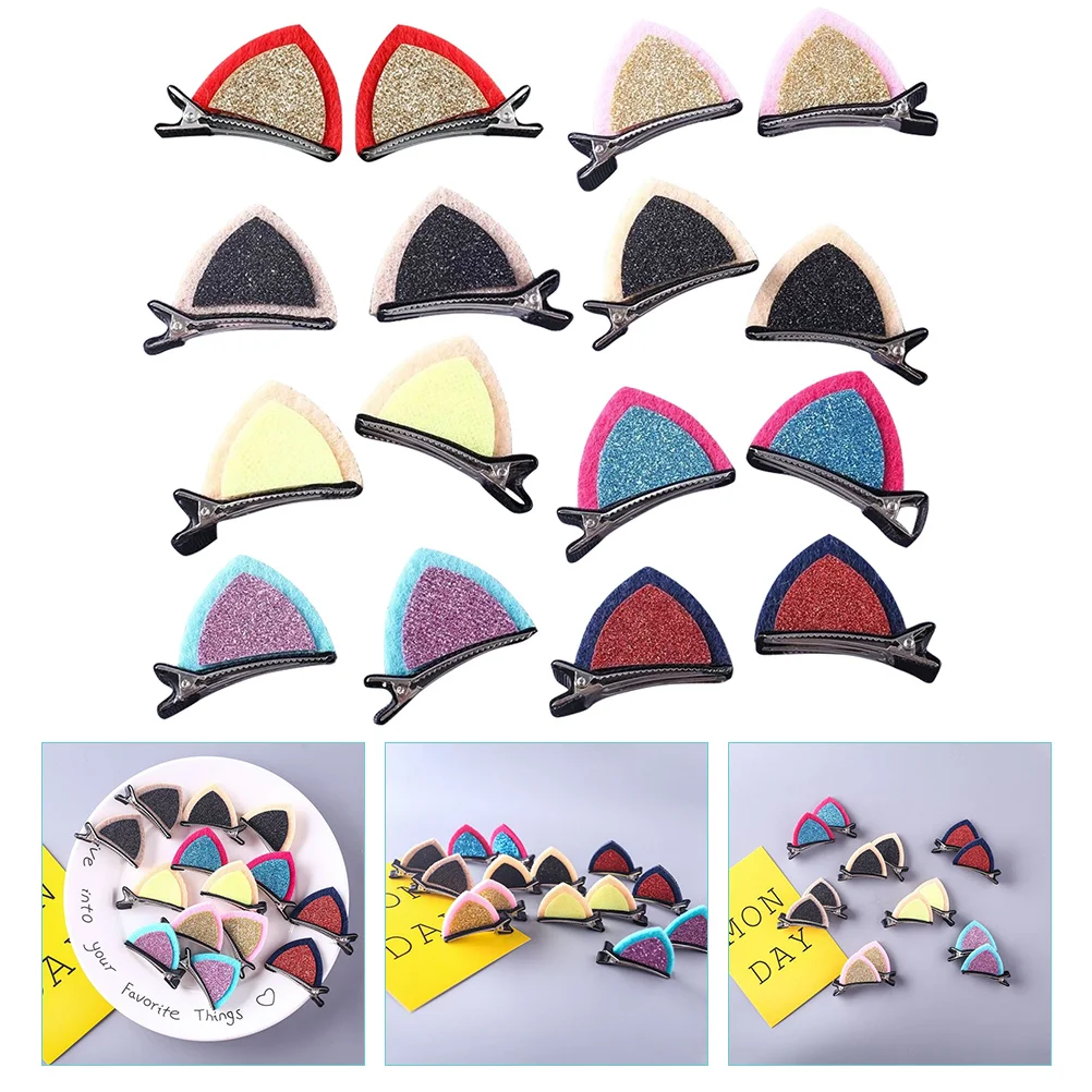 

16 Pcs Cat Ears Hairpin Barrette Sequins Girls Hairpins Clips for Alloy Barrettes
